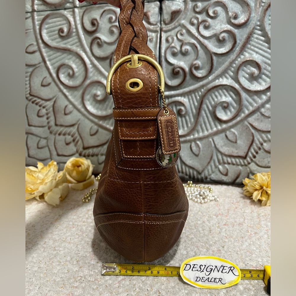 COACH SoHo Tobacco Brown Leather Braided Hobo Shoulder Bag 10044 RARE!! - Picture 4 of 13